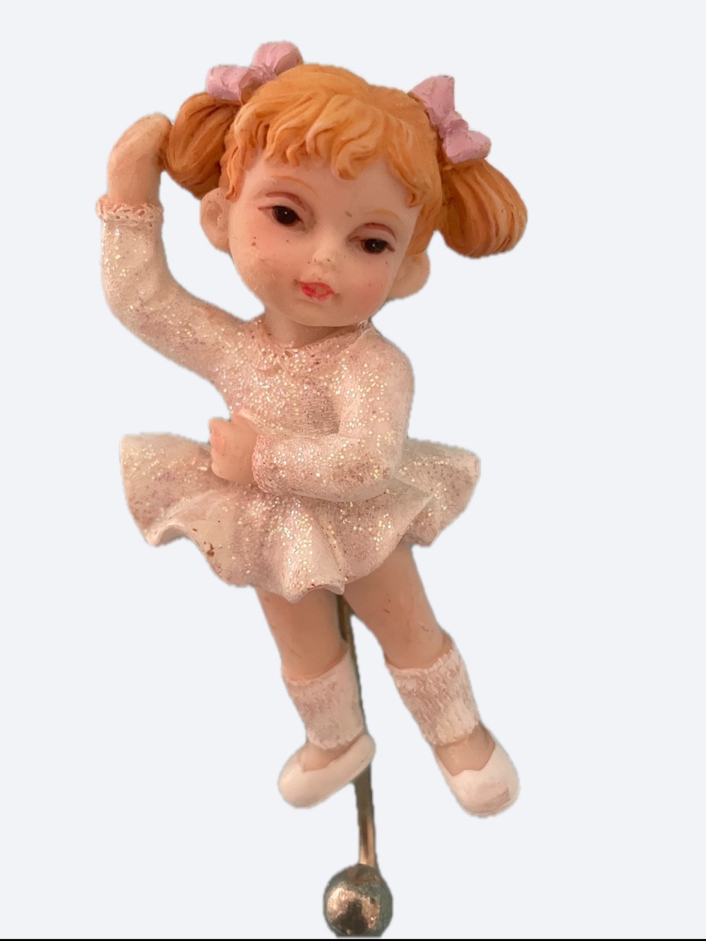 Vintage Ballerina Wall Hook Pink Glitter Tutu Figurine Resin Hanger NWOT